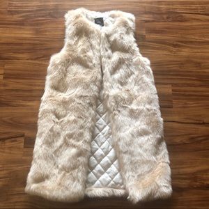 Forever 21 Faux Fur Long Vest Small